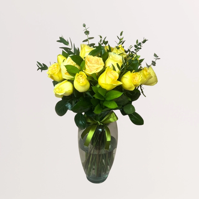 Jarrón 24 Flores Amarillas