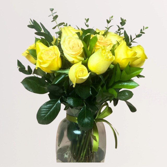 Jarrón 24 Flores Amarillas