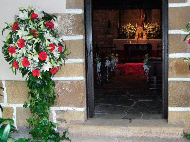 Par de Lateral 1 Vista con 13 Gerberas Rojas c/u